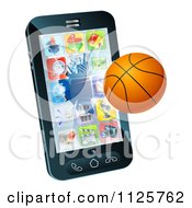 Poster, Art Print Of 3d Baseketball Flying Through And Breaking A Cell Phone Screen
