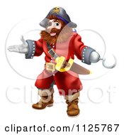 Happy Presenting Male Pirate With A Hook Hand