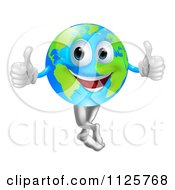 Poster, Art Print Of Happy Globe Mascot Holding Two Thumbs Up