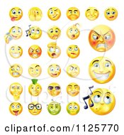 Poster, Art Print Of Yellow Emoticon Faces With Different Expressions