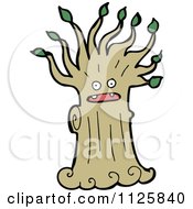 Cartoon Of An Ent Tree With Green Foliage 2 Royalty Free Vector Clipart by lineartestpilot
