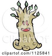 Cartoon Of An Ent Tree With Green Foliage 9 Royalty Free Vector Clipart