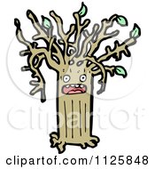 Cartoon Of An Ent Tree With Green Foliage 12 Royalty Free Vector Clipart by lineartestpilot