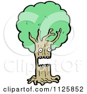 Cartoon Of An Ent Tree With Green Foliage 8 Royalty Free Vector Clipart by lineartestpilot
