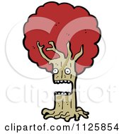 Cartoon Of An Ent Tree With Red Autumn Foliage 7 Royalty Free Vector Clipart by lineartestpilot