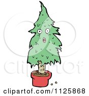 Cartoon Of A Potted Christmas Tree Character 1 Royalty Free Vector Clipart