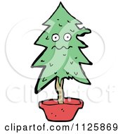 Cartoon Of A Potted Christmas Tree Character 2 Royalty Free Vector Clipart