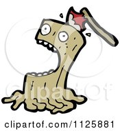 Cartoon Of An Axe In A Screaming Tree Trunk Royalty Free Vector Clipart