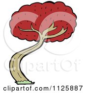 Cartoon Of A Tree With Red Autumn Foliage 22 Royalty Free Vector Clipart