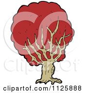Cartoon Of A Tree With Red Autumn Foliage 33 Royalty Free Vector Clipart