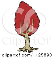 Cartoon Of A Tree With Red Autumn Foliage 32 Royalty Free Vector Clipart