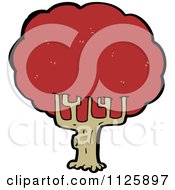 Cartoon Of A Tree With Red Autumn Foliage 16 Royalty Free Vector Clipart