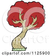 Cartoon Of A Tree With Red Autumn Foliage 23 Royalty Free Vector Clipart