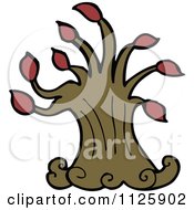 Cartoon Of A Tree With Red Autumn Foliage 25 Royalty Free Vector Clipart