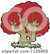 Cartoon Of A Tree With Red Autumn Foliage 19 Royalty Free Vector Clipart