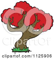 Cartoon Of A Tree With Red Autumn Foliage 18 Royalty Free Vector Clipart