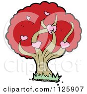 Poster, Art Print Of Tree With Hearts And Red Autumn Foliage