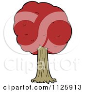 Cartoon Of A Tree With Red Autumn Foliage 13 Royalty Free Vector Clipart by lineartestpilot