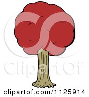 Cartoon Of A Tree With Red Autumn Foliage 14 Royalty Free Vector Clipart by lineartestpilot