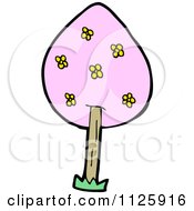Cartoon Of A Flowering Tree With Pink Foliage 1 Royalty Free Vector Clipart