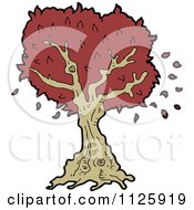 Cartoon Of A Tree With Red Autumn Foliage 28 Royalty Free Vector Clipart