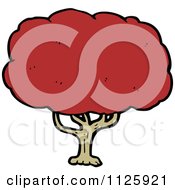 Cartoon Of A Tree With Red Autumn Foliage 10 Royalty Free Vector Clipart