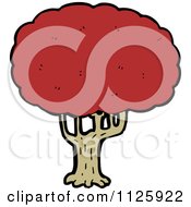 Cartoon Of A Tree With Red Autumn Foliage 9 Royalty Free Vector Clipart