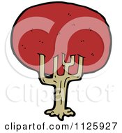 Cartoon Of A Tree With Red Autumn Foliage 8 Royalty Free Vector Clipart