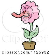Cartoon Of A Pink Potted Flower Character 4 Royalty Free Vector Clipart