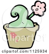 Cartoon Of A Pink Flower Falling Over In A Pot Royalty Free Vector Clipart