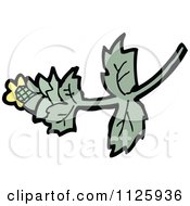 Cartoon Of A Plant With A Yellow Thistle Flower Royalty Free Vector Clipart by lineartestpilot