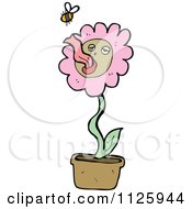 Poster, Art Print Of Pink Potted Flower Character 2
