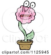Cartoon Of A Pink Potted Flower Character 3 Royalty Free Vector Clipart