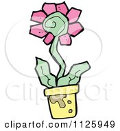 Cartoon Of A Pink Potted Flower 2 Royalty Free Vector Clipart
