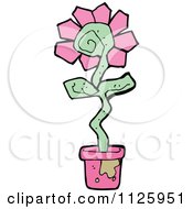 Cartoon Of A Pink Potted Flower 1 Royalty Free Vector Clipart