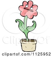 Cartoon Of A Pink Potted Flower Character 1 Royalty Free Vector Clipart