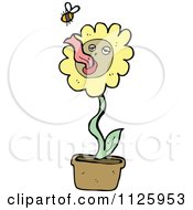 Cartoon Of A Potted Sunflower 3 Royalty Free Vector Clipart