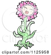 Cartoon Of A Pink Flower Character 9 Royalty Free Vector Clipart