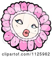Cartoon Of A Pink Flower Character 4 Royalty Free Vector Clipart