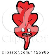 Cartoon Of A Red Oak Leaf Character 1 Royalty Free Vector Clipart by lineartestpilot