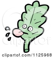 Cartoon Of A Green Oak Leaf Character 4 Royalty Free Vector Clipart by lineartestpilot