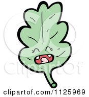 Cartoon Of A Green Oak Leaf Character 3 Royalty Free Vector Clipart by lineartestpilot