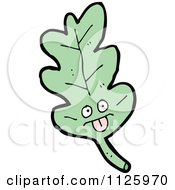 Cartoon Of A Green Oak Leaf Character 1 Royalty Free Vector Clipart