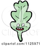 Cartoon Of A Green Oak Leaf Character 2 Royalty Free Vector Clipart by lineartestpilot