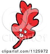 Cartoon Of A Red Oak Leaf Character 1 Royalty Free Vector Clipart