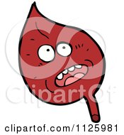 Cartoon Of A Red Leaf Character 2 Royalty Free Vector Clipart by lineartestpilot