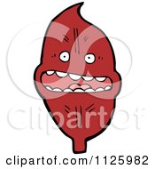 Cartoon Of A Red Leaf Character 3 Royalty Free Vector Clipart by lineartestpilot