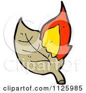Cartoon Of A Burning Brown Leaf 1 Royalty Free Vector Clipart