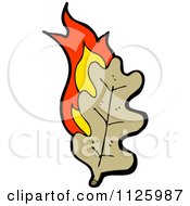 Cartoon Of A Burning Brown Leaf 3 Royalty Free Vector Clipart by lineartestpilot