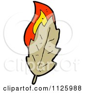 Cartoon Of A Burning Brown Leaf 4 Royalty Free Vector Clipart by lineartestpilot